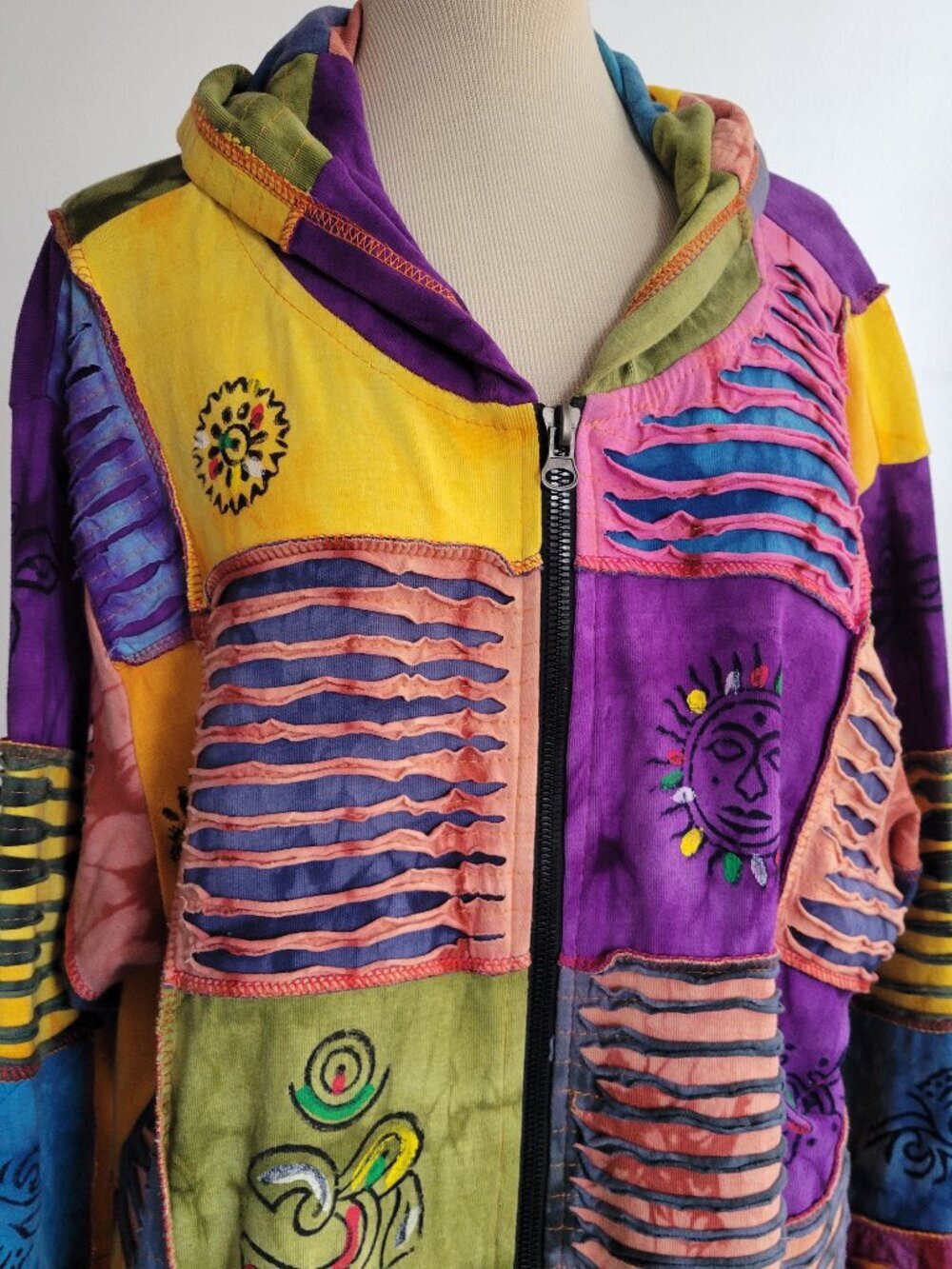 Rising International Women's Long Length Patchwork Hoodie Jacket